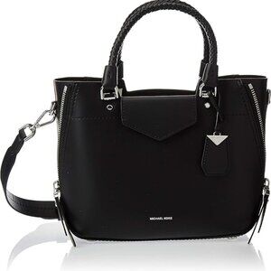Like New Michael Kors Blakely Siaffiano Black Leather Handbag Purse